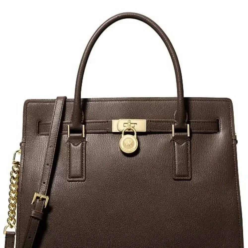 Michael Kors Women's Brown Leather Hamilton Modern Large Tote Bag - Picture 2 of 4